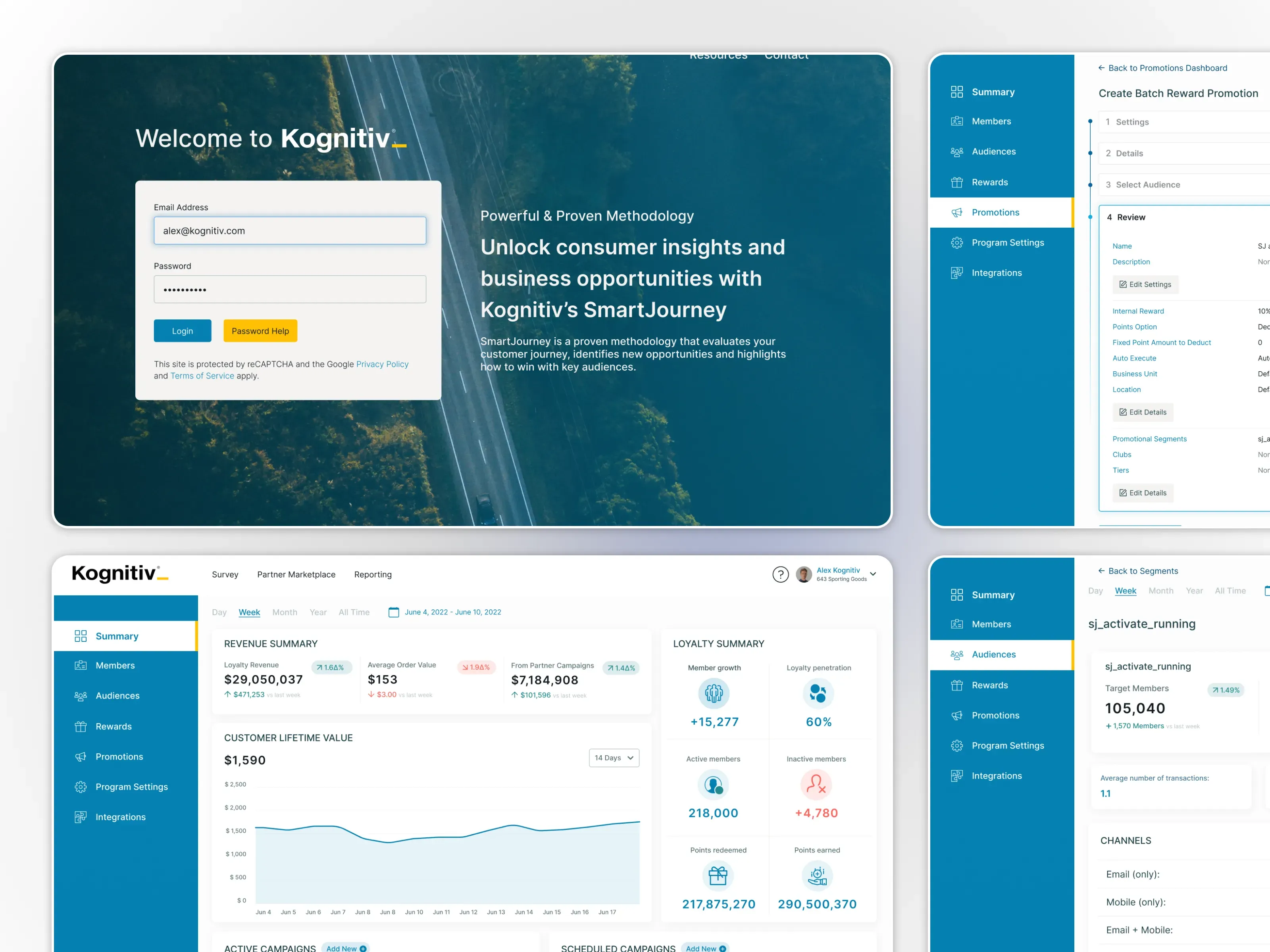 Kognitiv sign-in, batch reward promotion flow, summary and an audience segment
